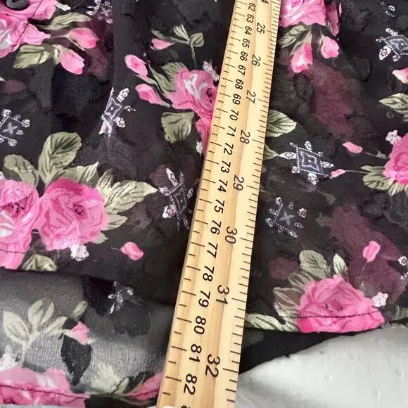 Contempo Casual 90s Floral Sheer Babydoll Fairy Whimsygoth Grunge L/S MEDIUM - Picture 11 of 11